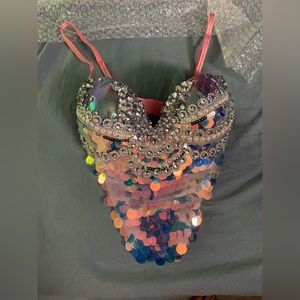 Irridescent custom made rave bra top